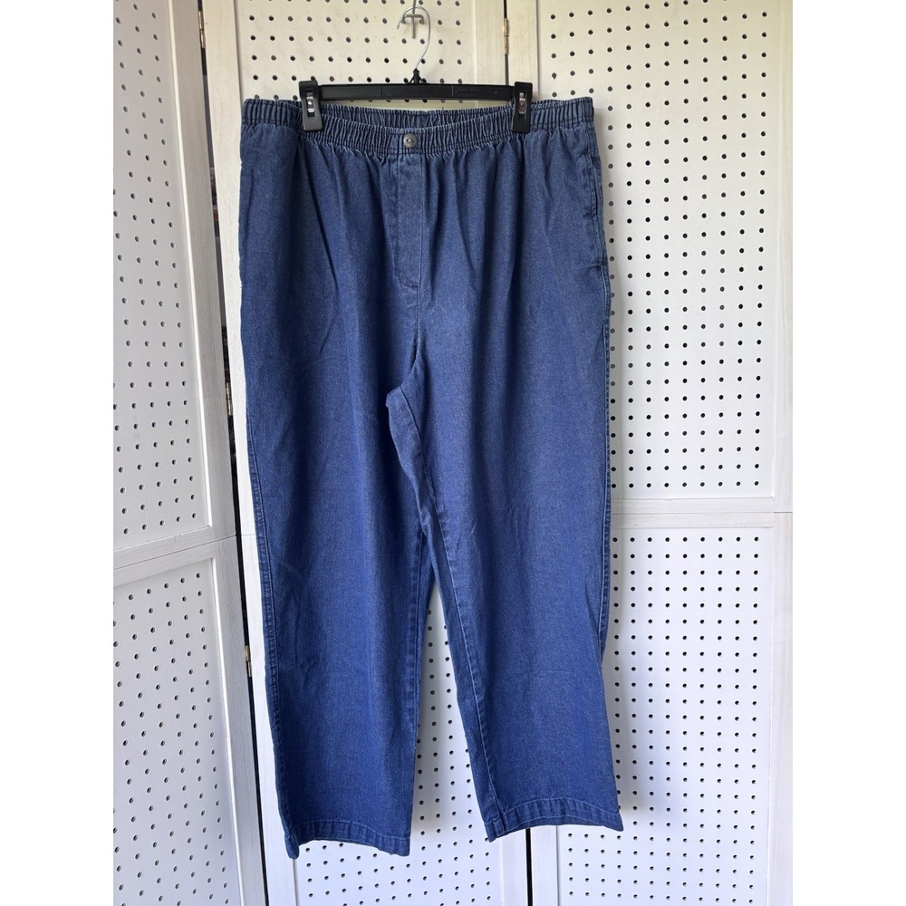 Woman Within 24W Petite Pull On Elastic Waist Denim Jeans 100% Cotton